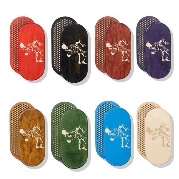 Oval Sadhu Board with bamboo nails Design #123 nail spacing 15 mm 330x150 mm bright red