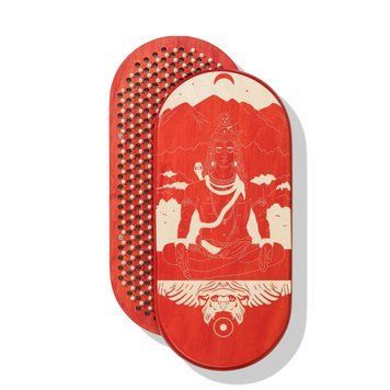 Oval Sadhu board with bamboo nails Design #80, distance between nails 15 mm 330x150 mm bright red