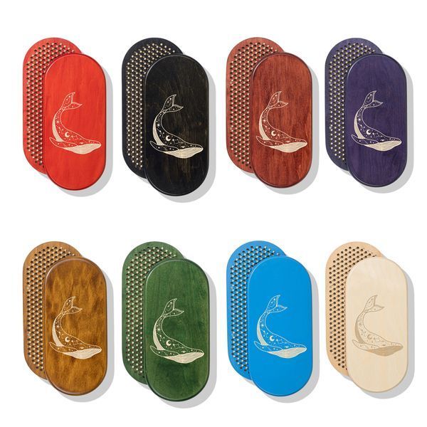 Oval Sadhu Board with bamboo nails Design No. 64, distance between nails 15 mm 330x150 mm red