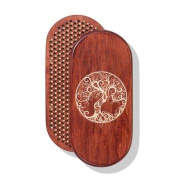 Owalna deska Sadhu z bambusowymi gwoździami Wz&oacute;r nr 31 Odległość między gwoździami 15 mm 330x150 mm czerwona