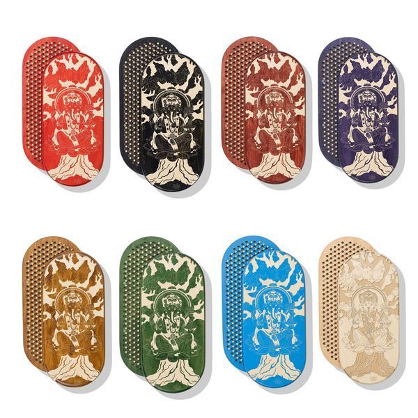 Oval Sadhu board with bamboo nails Design #46, distance between nails 15 mm 330x150 mm dark blue
