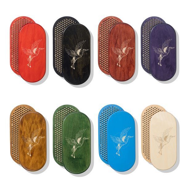 Oval Sadhu board with bamboo nails Design #67, distance between nails 15 mm 330x150 mm bright red