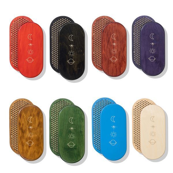 Oval Sadhu board with bamboo nails Design #220 nail spacing 15 mm 330x150 mm dark blue