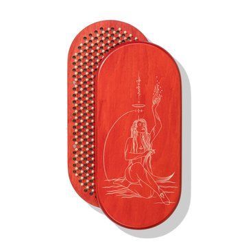 Oval Sadhu Board with bamboo nails Design #108 nail spacing 15 mm 330x150 mm bright red