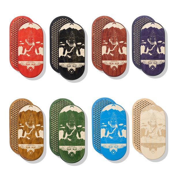 Oval Sadhu board with bamboo nails Design #80, distance between nails 15 mm 330x150 mm white