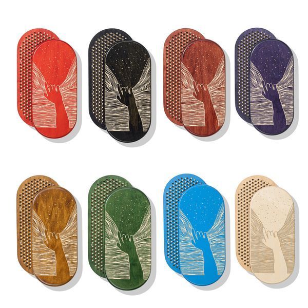Oval Sadhu Board with bamboo nails Design No. 74, distance between nails 15 mm 330x150 mm white