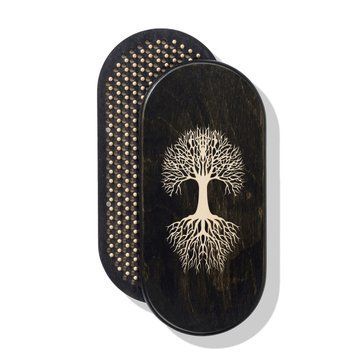 Owalna deska Sadhu z bambusowymi gwoździami Wz&oacute;r #32, rozstaw gwoździ 15 mm 330x150 mm czarna