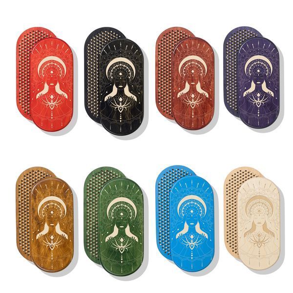Oval Sadhu board with bamboo nails Design #110, distance between nails 15 mm 330x150 mm blue